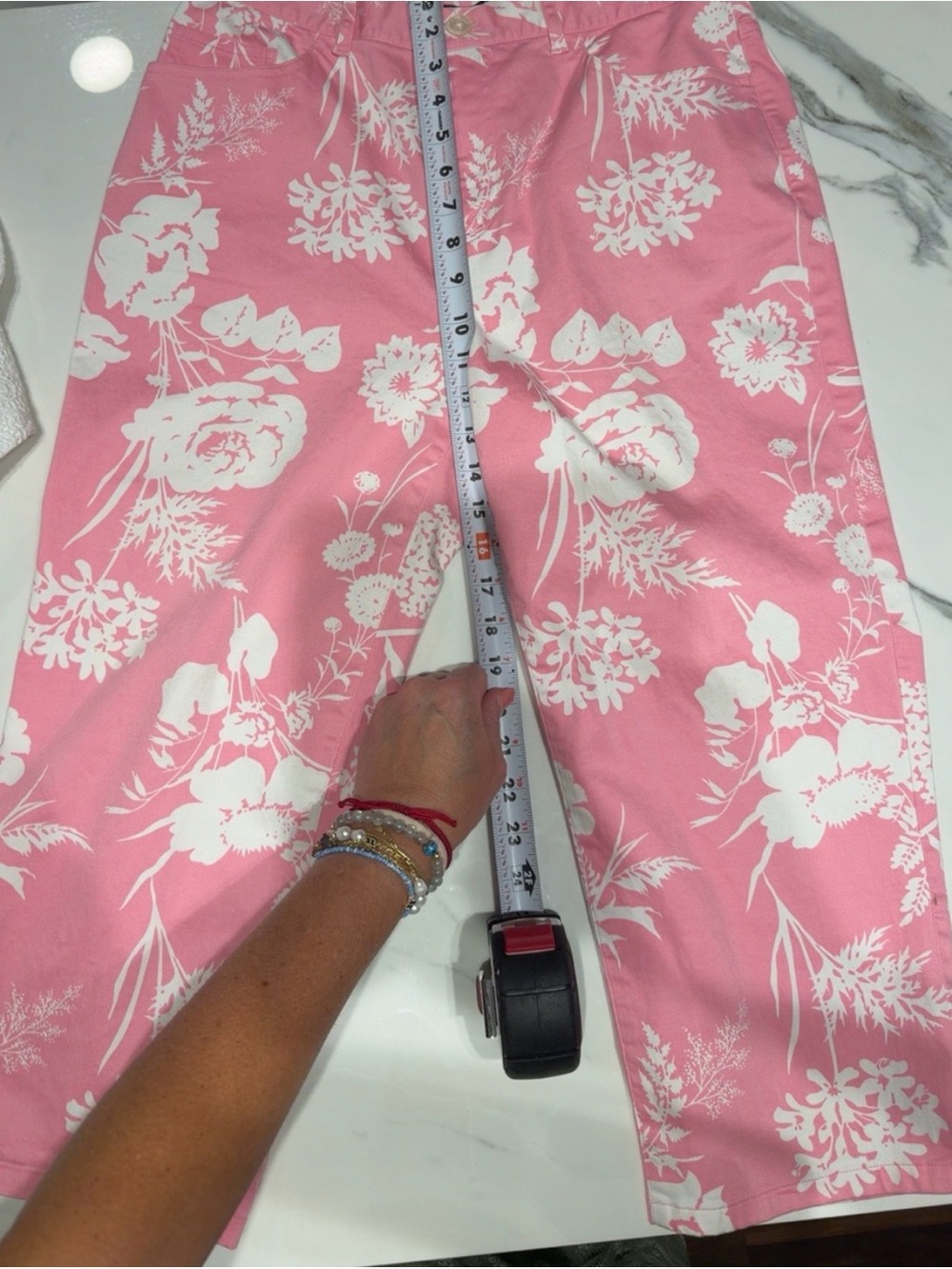 Ralph Lauren Pink Floral Cropped Pants Sz10 & Lands End Eyelet Tunic Sz Large - Picture 2 of 6